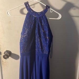brand new floor length royal blue prom dress.